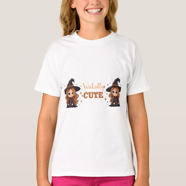 Wickly Cute Halloween Witch | Spooky Adsible T Shirt (Framsida)