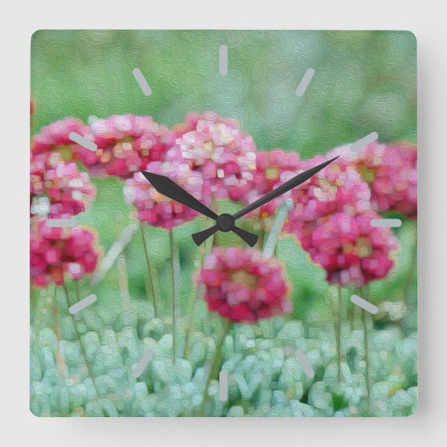 Widblommor Fyrkantig Klocka (Framsida)