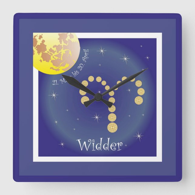 Widder 21. März bis 20. April Uhr Fyrkantig Klocka (Framsida)