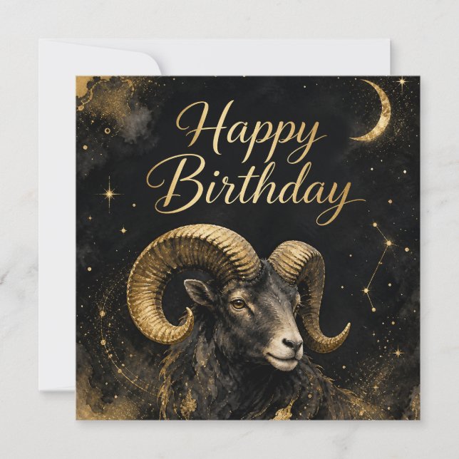 Widder Happy Birthday Sternzeichen Design Julkort (Framsida)