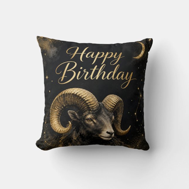 Widder Happy Birthday Sternzeichen Design Kudde (Framsida)