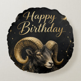 Widder Happy Birthday Sternzeichen Design Rund Kudde