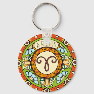 Widder Sternzeichen farbenfrohes Mandala Nyckelring