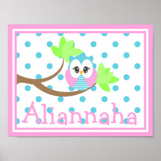 Widdle Owl Anpassad Namntryck 3 Poster