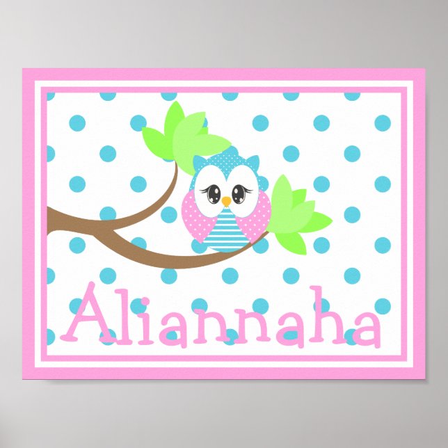 Widdle Owl Anpassad Namntryck 3 Poster (Framsidan)