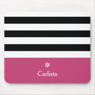 Wide Black Vågrät Rand Mörk Rosa Namn Daisy Musmatta