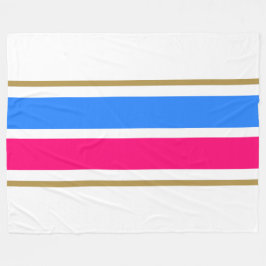 Wide Bright Blue Candy Rosa White Tävla Rand Fleecefilt