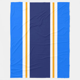 Wide Bright Blue Navy Gult White Tävla Rand Fleecefilt