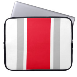 Wide Bright Red Light Grått White Tävla Rand Laptop Fodral