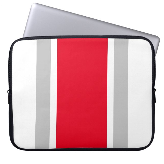 Wide Bright Red Light Grått White Tävla Rand Laptop Fodral (Framsidan)