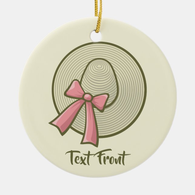 Wide Brimmed Hat-Gult Julgransprydnad Keramik (Framsidan)