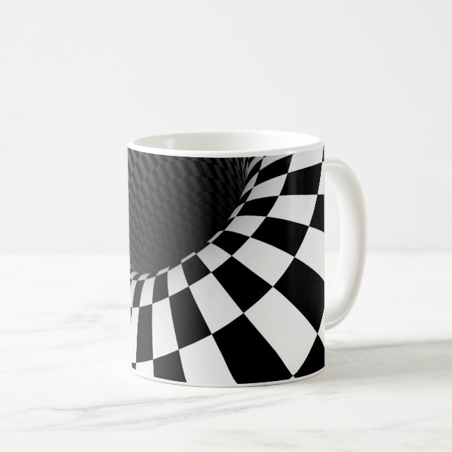 WIDE CHECKERED VORTEX Optical Illusion Kaffemugg (Framsida höger)