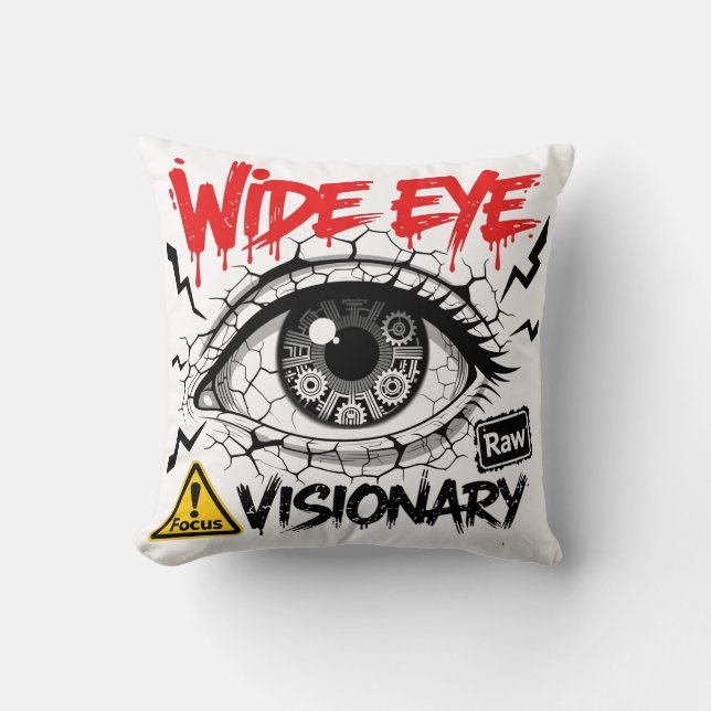 Wide Eye Visionary Raw Streetwear Graphic Kudde (Framsida)