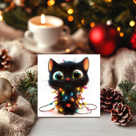 Wide Eyed Kitten med Helgdag-kort för Helgdag Julkort