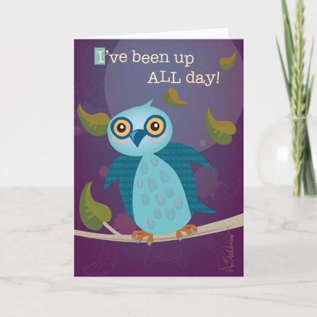 Wide Eyed Uggla i Moonlight Greeting Card Kort (Framsida)