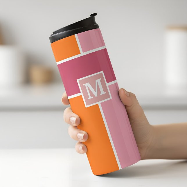 Wide Feminine Rand med Monogram (tumbler in pink and orange with monogram)