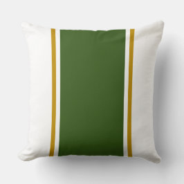 Wide Forest Grönt Brown Tävla Rand on White Kudde