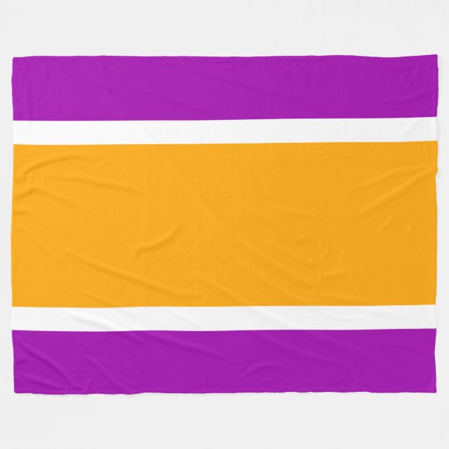 Wide Gult Vit Tävla Rand på Lila Kant Fleecefilt (Framsidan (Horisontell))