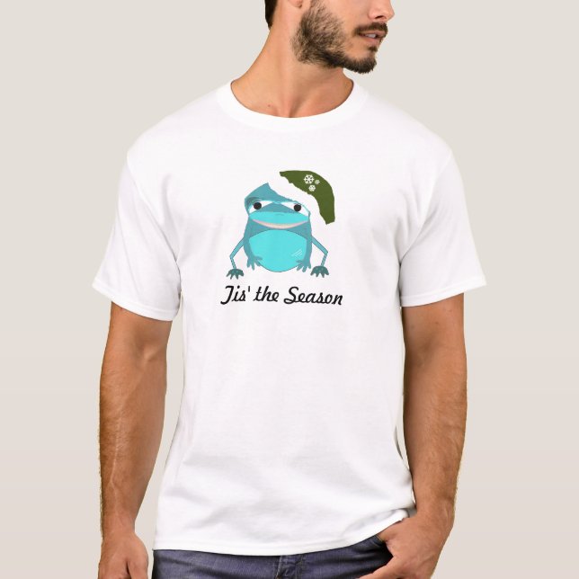 Wide Mouth Frog i ett Festive Hat Tee Shirt (Framsida)