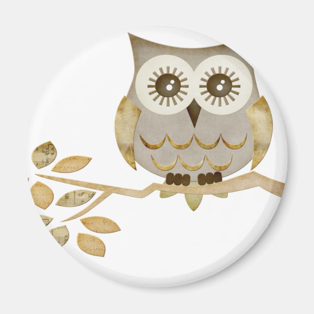 Wide Öga Uggla i Träd Magnet (Framsidan)