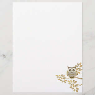 Wide Ögon Uggla i Träd Letterhead