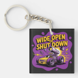 Wide Open Eller Stäng Av Rolig Dragracing T-Shirt