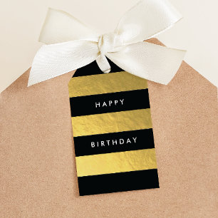 Wide Rand Black och Guld Faux Foil Gift Märkre Presentetikett