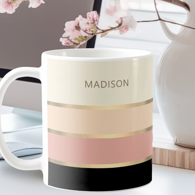 Wide Rand Guld Monogram Namn Feminine Kaffemugg (Skapare uppladdad)