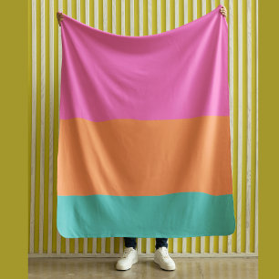 Wide Rand Rosa Orange och Blue Modern Fleecefilt