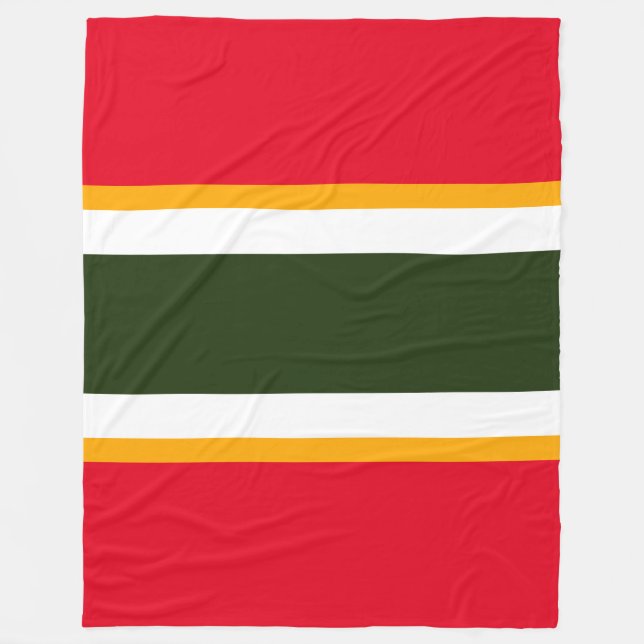 Wide Red Forest Grönt White Gult Tävla Rand Fleecefilt (Framsidan)