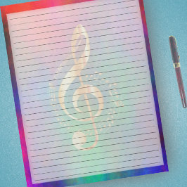 Wide Reguled Guld Music Treble Clef Bright Colorfu Anteckningsblock