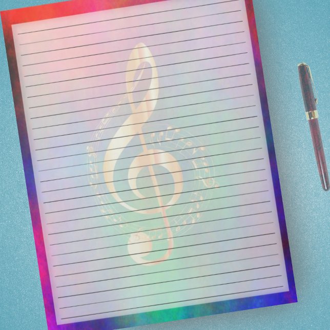 Wide Reguled Guld Music Treble Clef Bright Colorfu Anteckningsblock (Skapare uppladdad)