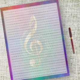 Wide Reguled Guld Music Treble Clef on Colorful Anteckningsblock