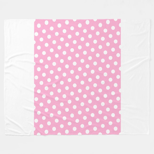 Wide Roligt Chic Pastel Rosa White Rand Polka dots Fleecefilt (Framsidan (Horisontell))