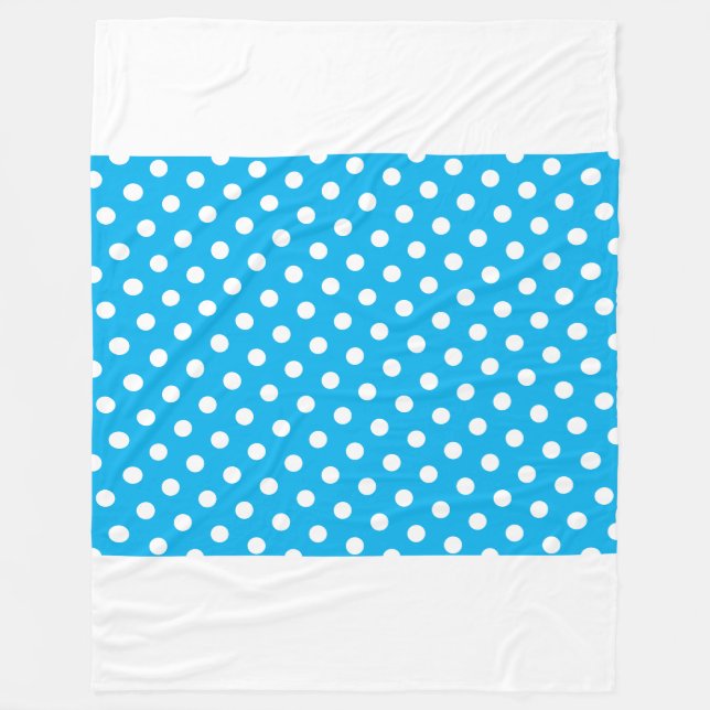 Wide Roligt Söt Himlar Blue White Rand Polka dots Fleecefilt (Framsidan)
