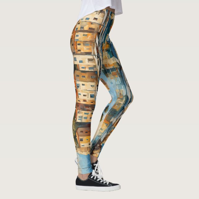 Wide Sjölandskap Mediterranean Ancient Harbour Leggings (Höger)