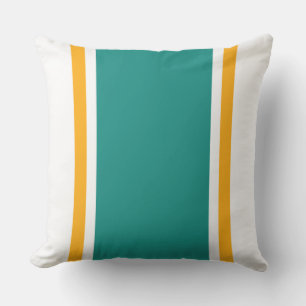 Wide Sporty Aqua Teal Orange Vit Tävla Rand Kudde