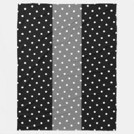 Wide Sporty Grått Black Rand White Polka dots Fleecefilt