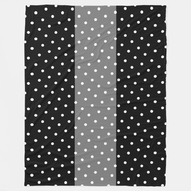 Wide Sporty Grått Black Rand White Polka dots Fleecefilt (Framsidan)