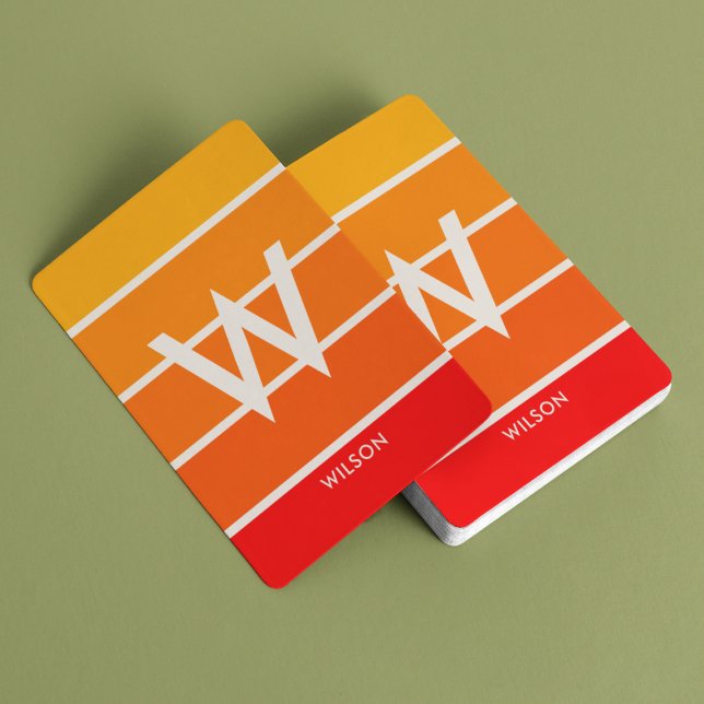 Wide Sunrise Stripe Monogram Personligt Casinokort (Skapare uppladdad)
