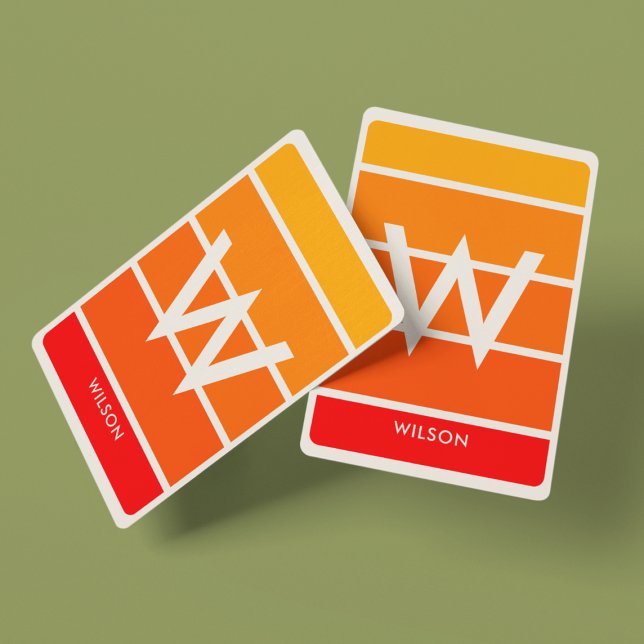 Wide Sunrise Stripe Monogram Personligt Casinokort (Skapare uppladdad)