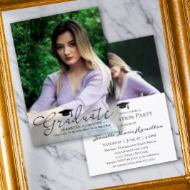 Wide Typography Script Front/Back Photo Studenten Inbjudningar