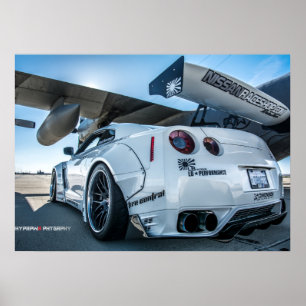 Widebody Nissan GT-R Libertypromenad R35 med flygp Poster