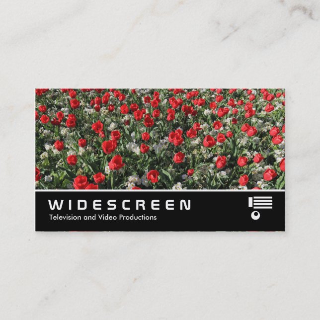 Widescreen 399 - Red Tulips and Primroses Visitkort (Framsida)