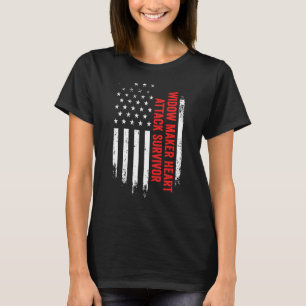 Widow Maker Heart Attack Survivor American Flagga T Shirt