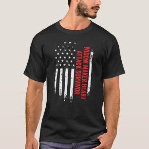 Widow Maker Heart Attack Survivor American Flagga T Shirt