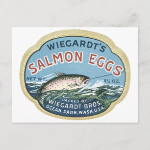Wiegardts Salmon Eggs Vintage annons Vykort