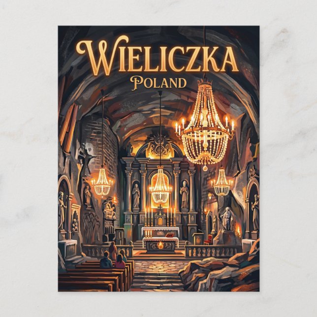 Wieliczka saltgruva Polen Vykort (Framsida)