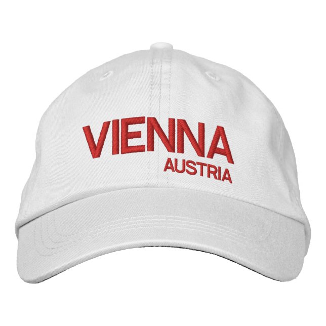 Wien, Austrai* White Baseball Cap Broderad Keps (Framsida)