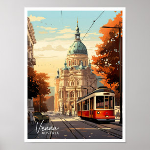 Wien Austria Art Vintage resor Illustration Poster